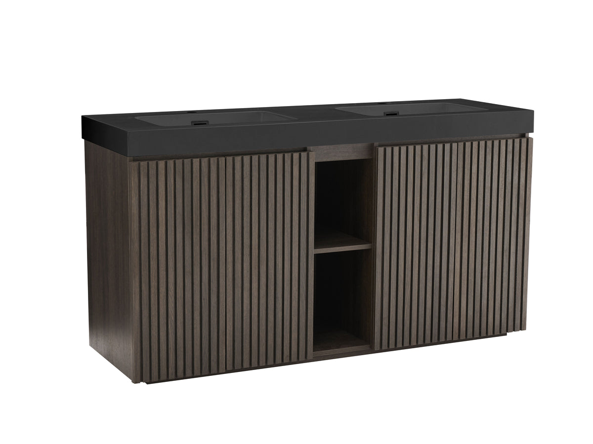 Galan 60" Smoked Oak Bathroom Vanity