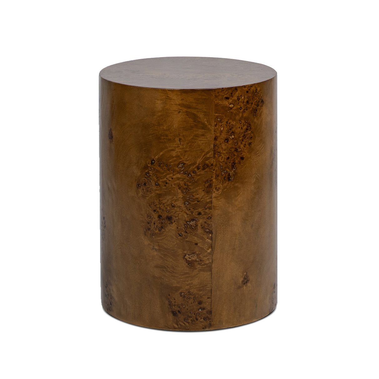 Nebula 20' Accent Oval Pillar Side Table, Medium Brown Walnut Burl Wood