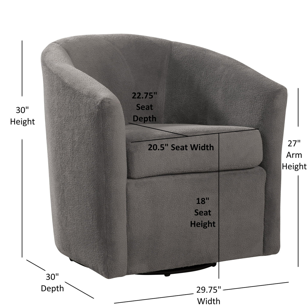 Oaklynn - Barrel Style Swivel Accent Chair