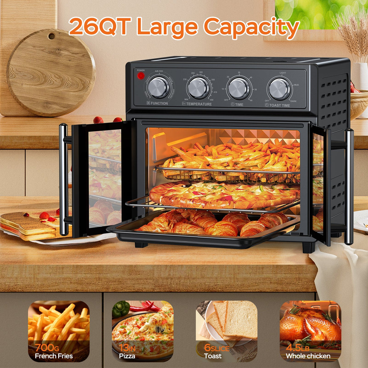 PlumChef 26QT Large Capacity French Double-Door Air Fryer