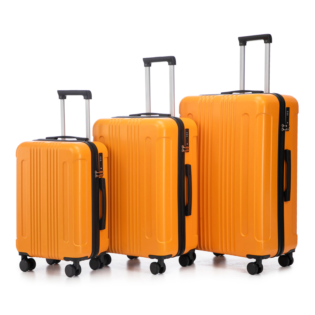 20'/24'/28' 3 pcs/set in ABS Spinner Wheel Luggage (Black+Orange)