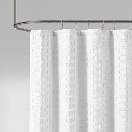 Woven clipped solid shower curtain