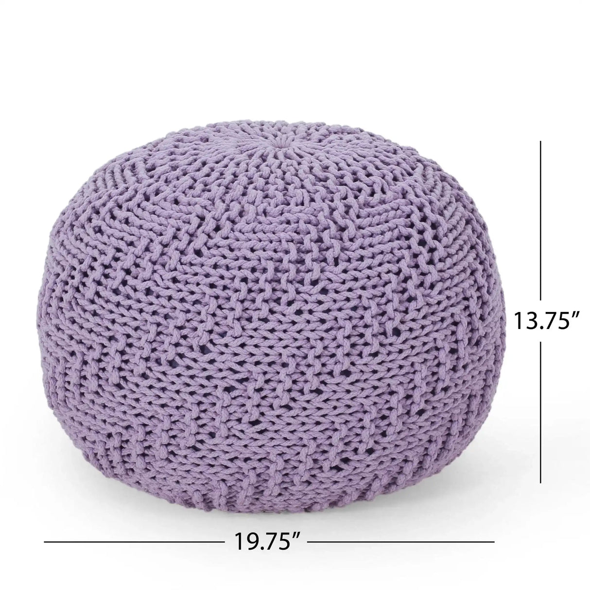 Bordeaux Knitted Cotton Round Pouf Ottoman