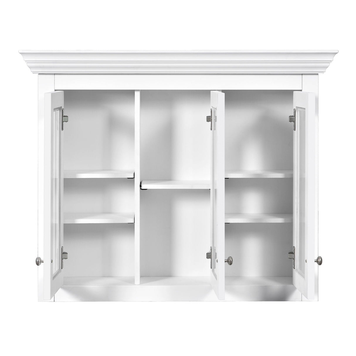 Bathroom Medicine Cabinet With Mirror, 5 Adjustable Closed Shelves, Wall-Mounted - White
