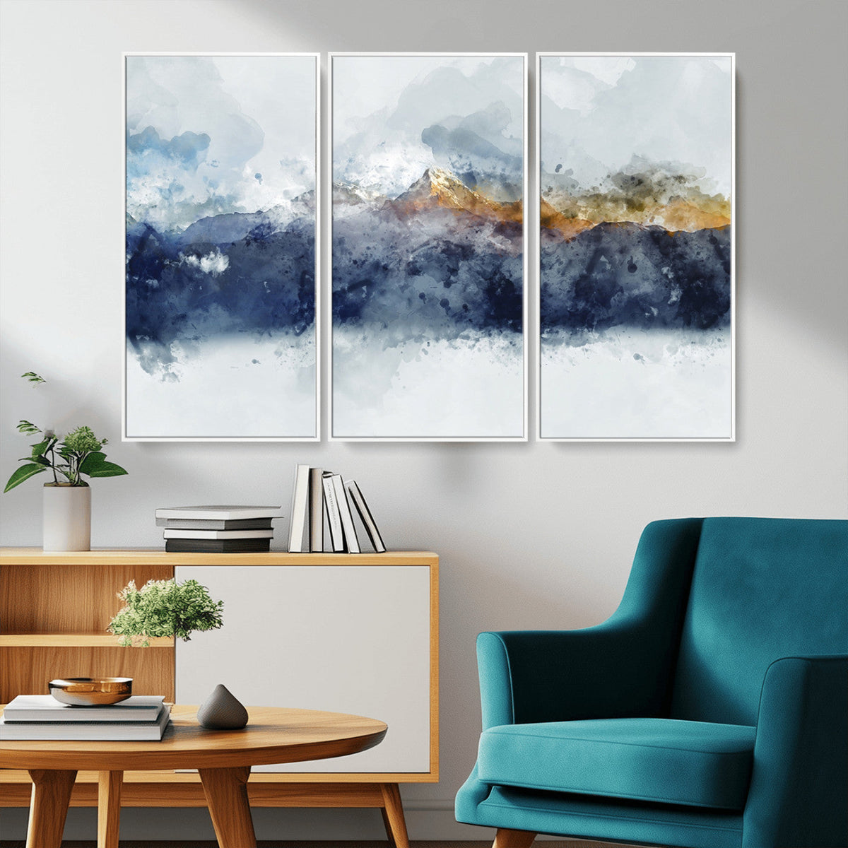 Abstract Mountain Range Art Canvas Print | 3 Panel