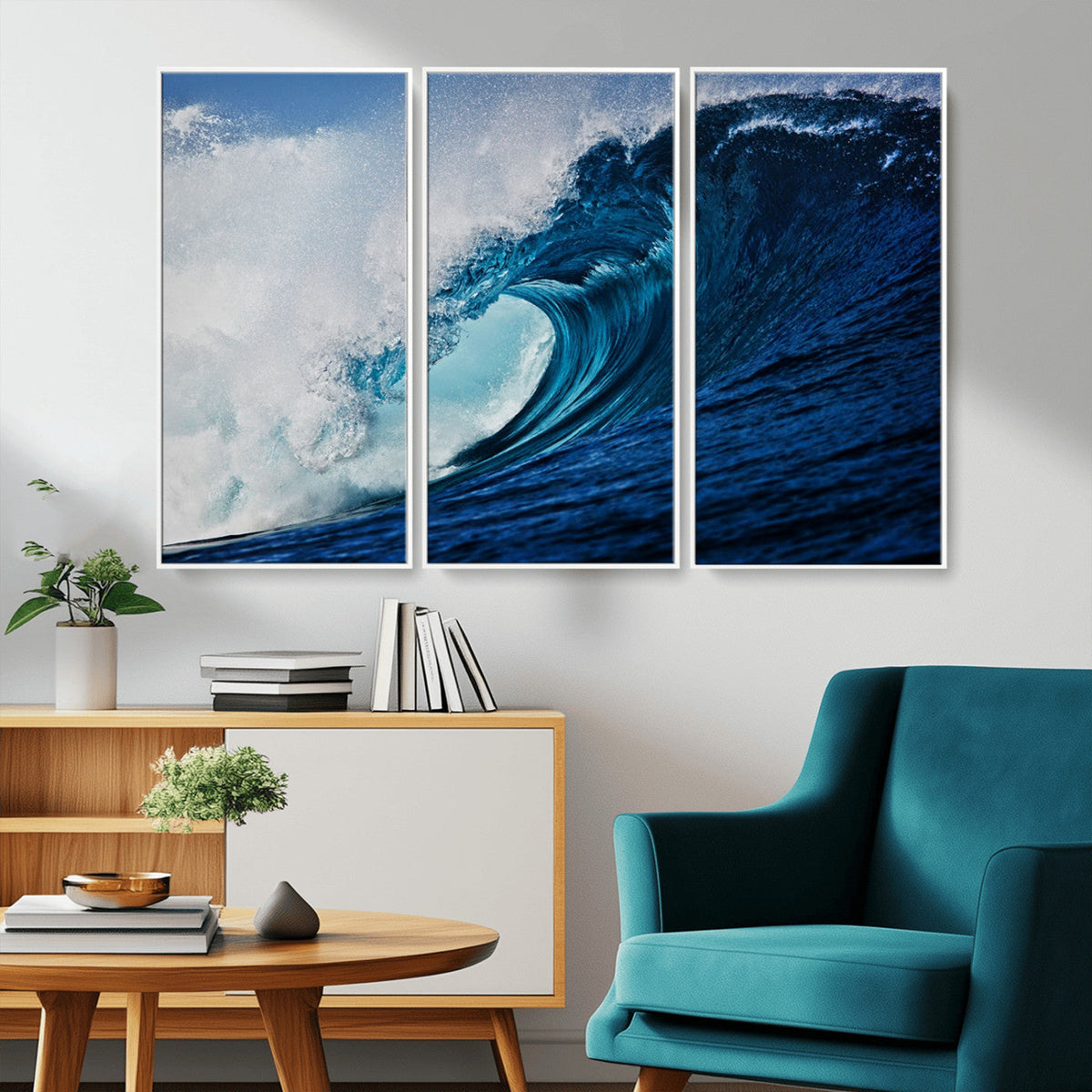 Ocean Wave at Sunset Canvas Art, Large Wall Print of Vibrant