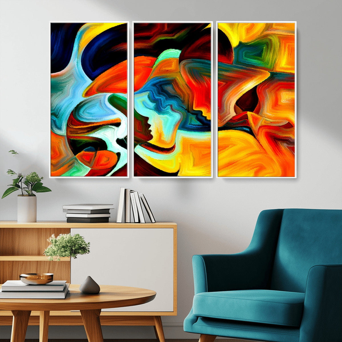 Human Love Figures Abstract Wall Art Canvas Print
