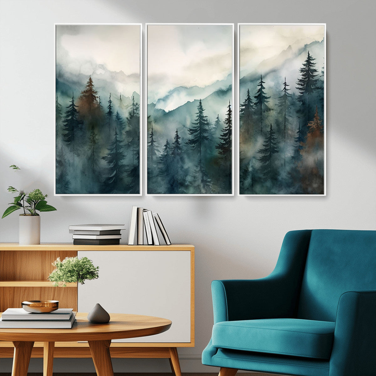 Serenity Forest Wall Art Canvas | Foggy Mountain Landscape