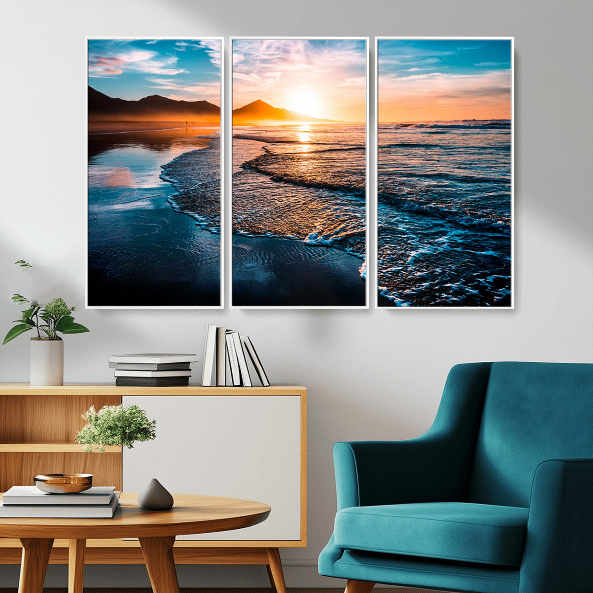 Sunset Beach Ocean Canvas Wall Art – Tranquil Ocean