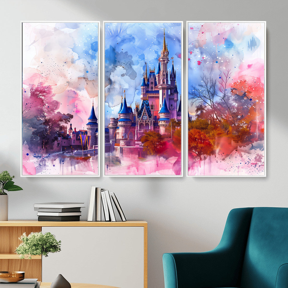 Disney Wall Art: Dreamy Watercolor Cinderella Castle Canvas