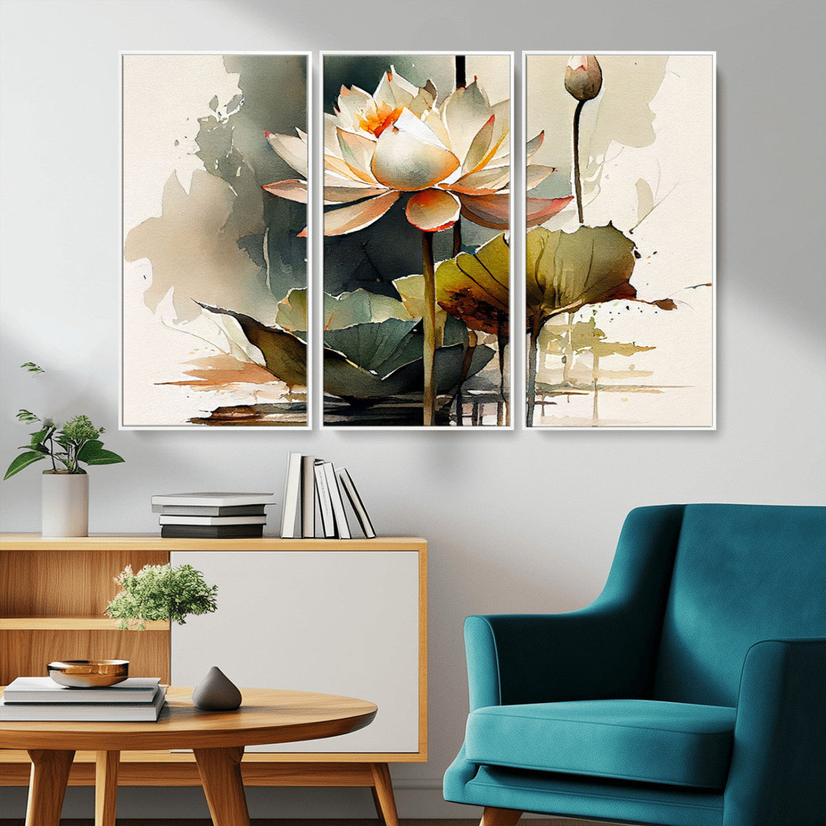 Lotus Flower Watercolor Canvas Print – A Symbol of Serenity
