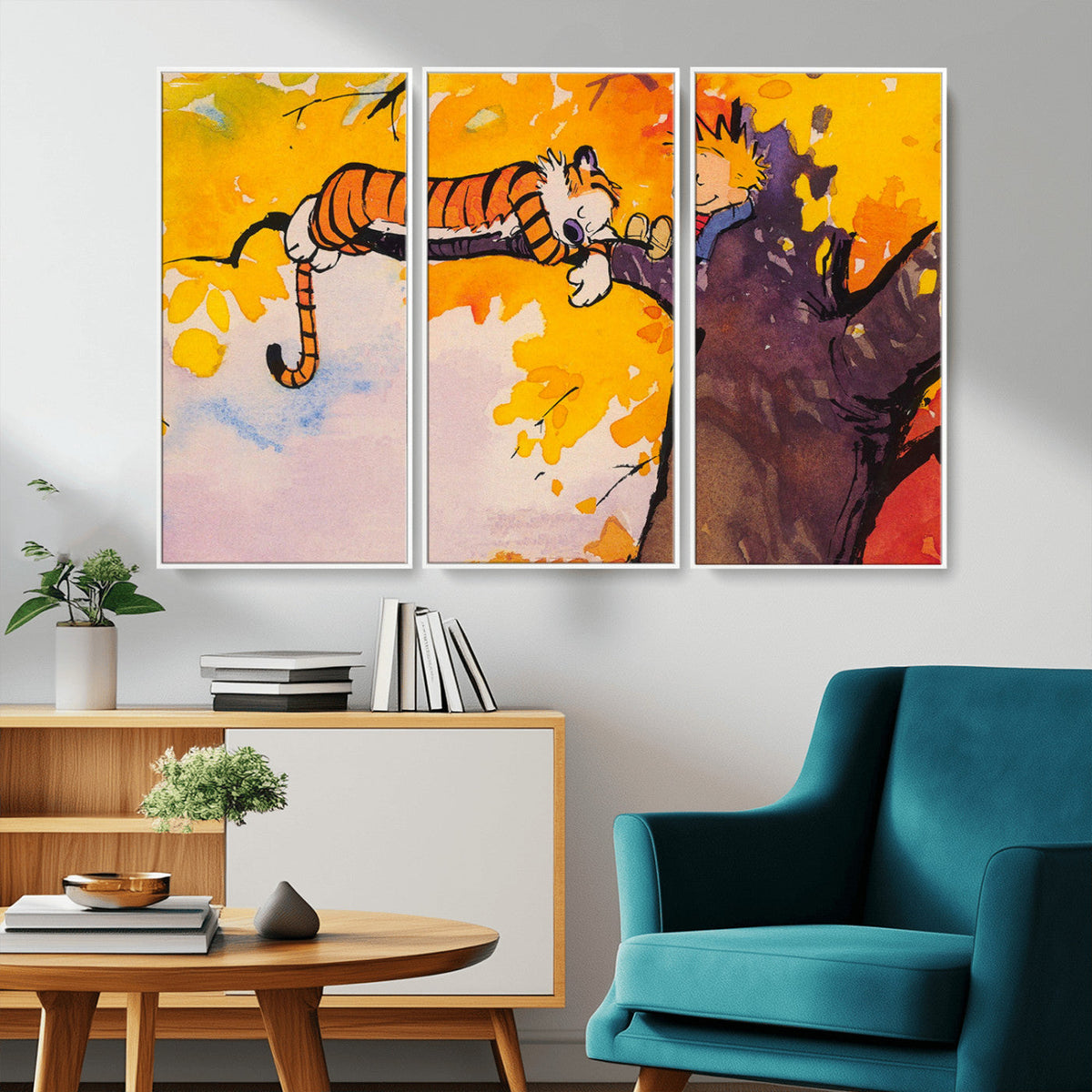 Calvin and Hobbes Tree Scene Canvas Print | 3 Panel Large