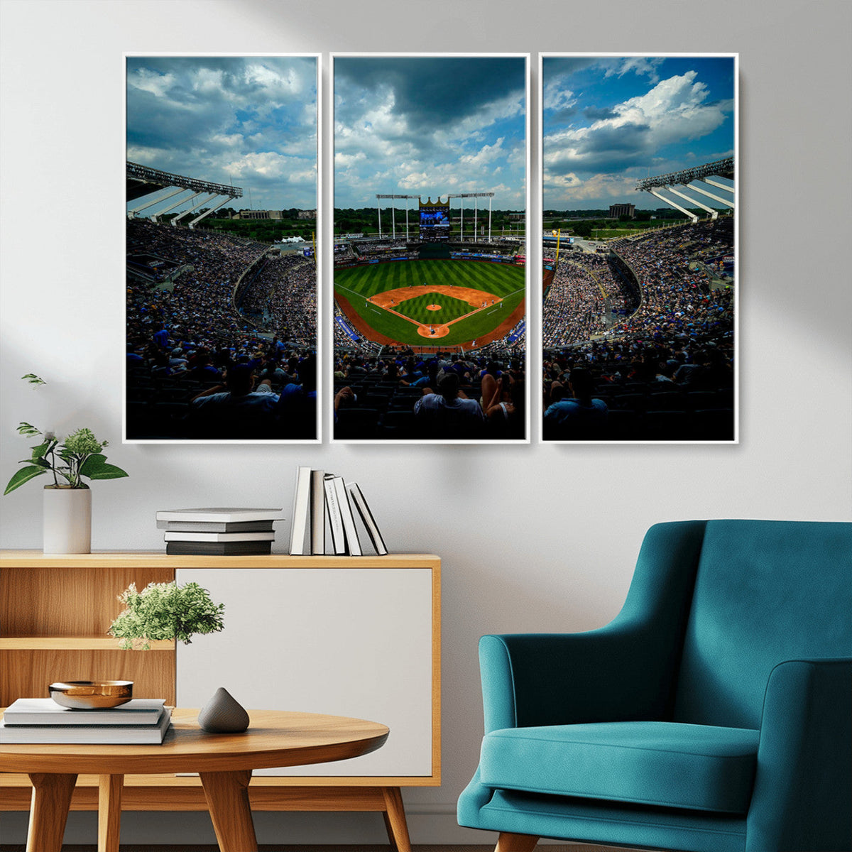 3-Panel Kauffman Stadium Wall Art Print | Large Kansas City
