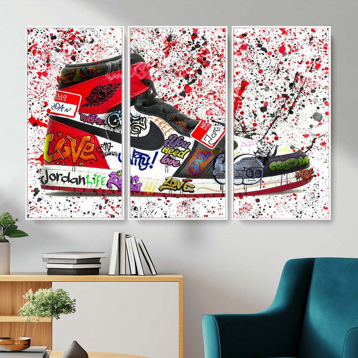 Jordan Shoes Graffiti Wall Art Canvas Print- Jordan Graffiti