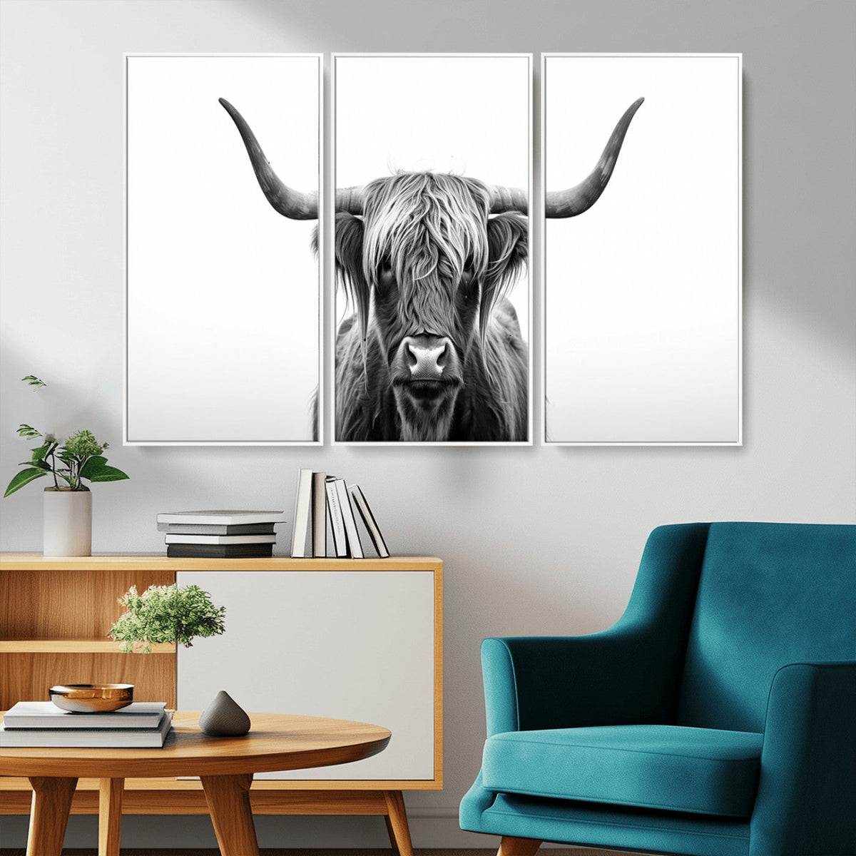 Highland Wall Art Canvas Print – Minimalist Black and White