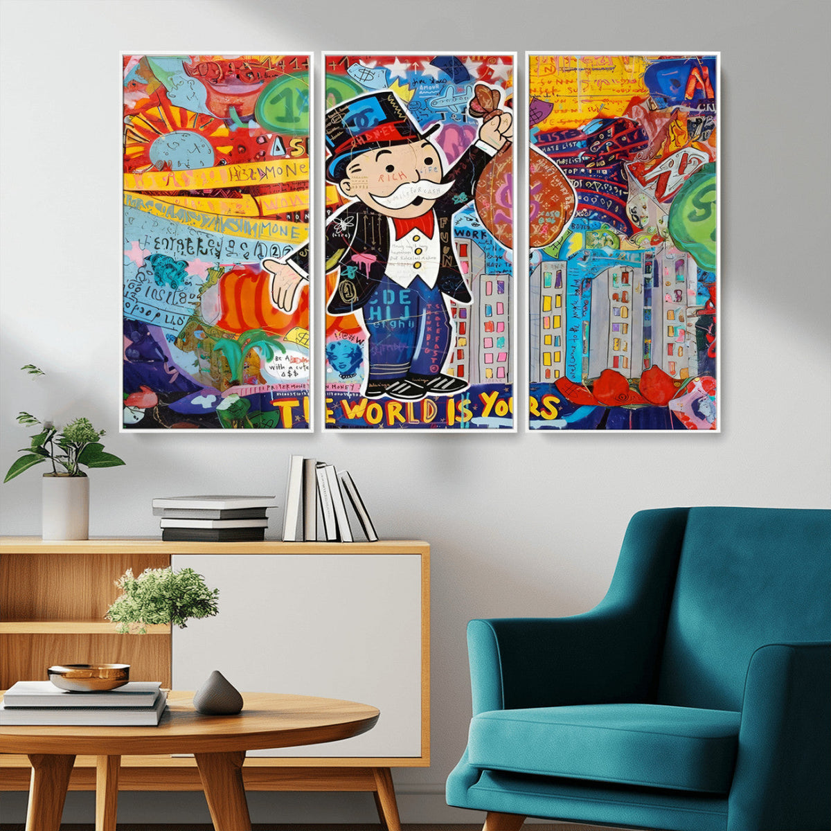 Pop Art Monopoly Man Canvas Wall Art Print - Bold and