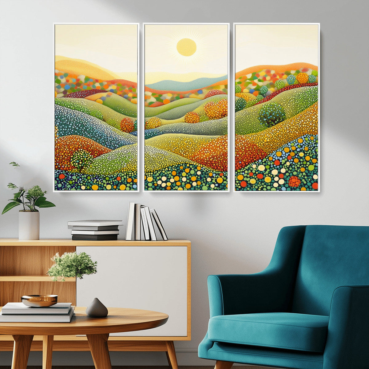 YAYOI KUSAMA Wall Art - Colorful Dot Art Landscape Canvas,