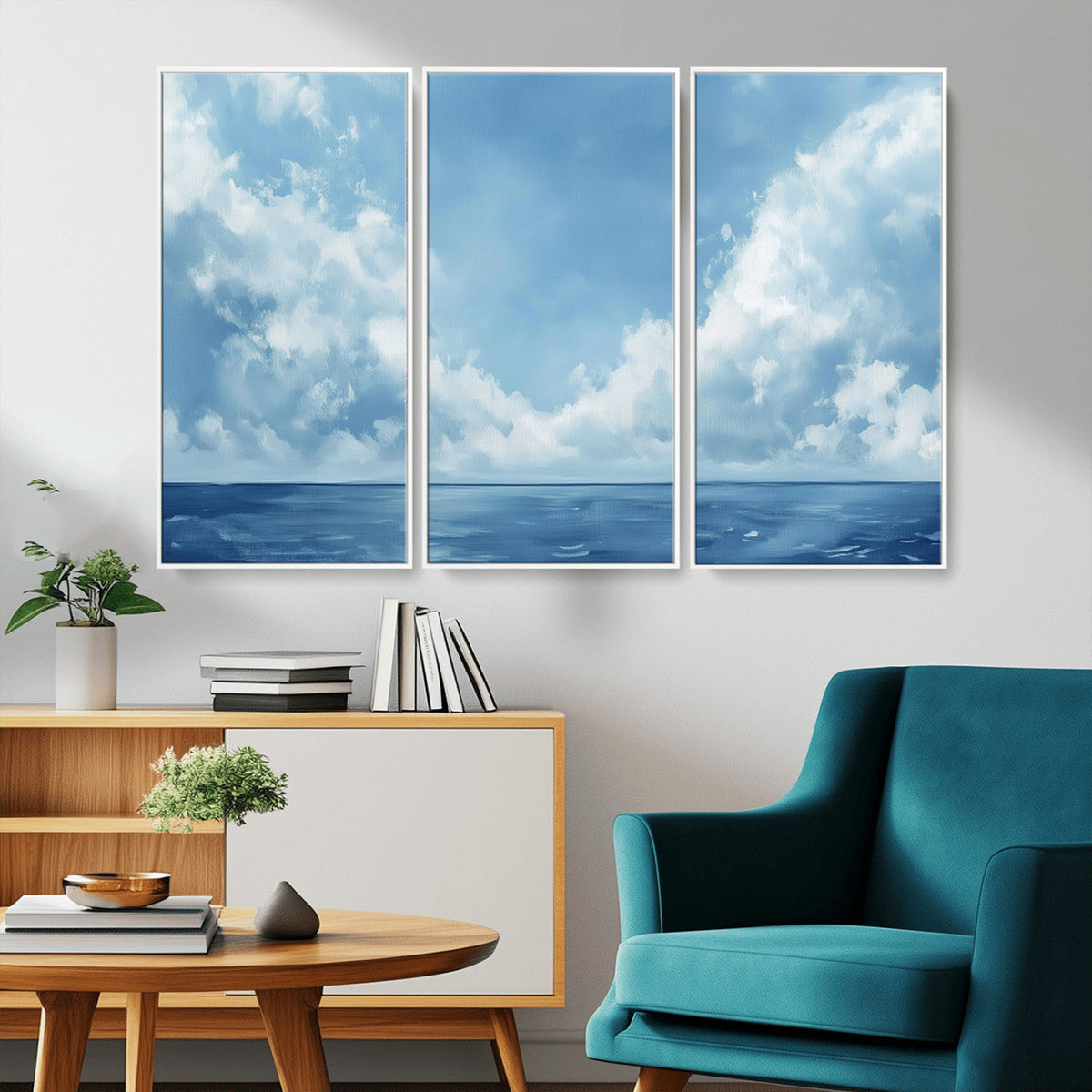 Abstract Ocean Print Artwork- Serene Blue Ocean Canvas Wall