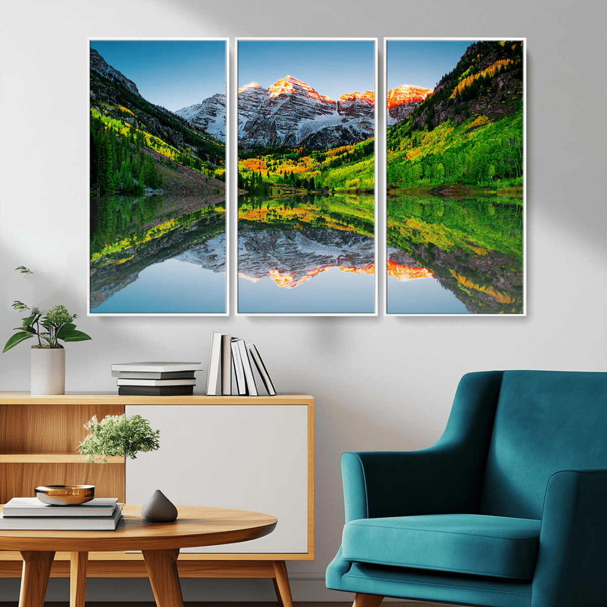 Maroon Bells Lake Wall Art Canvas Print – Framed Majestic