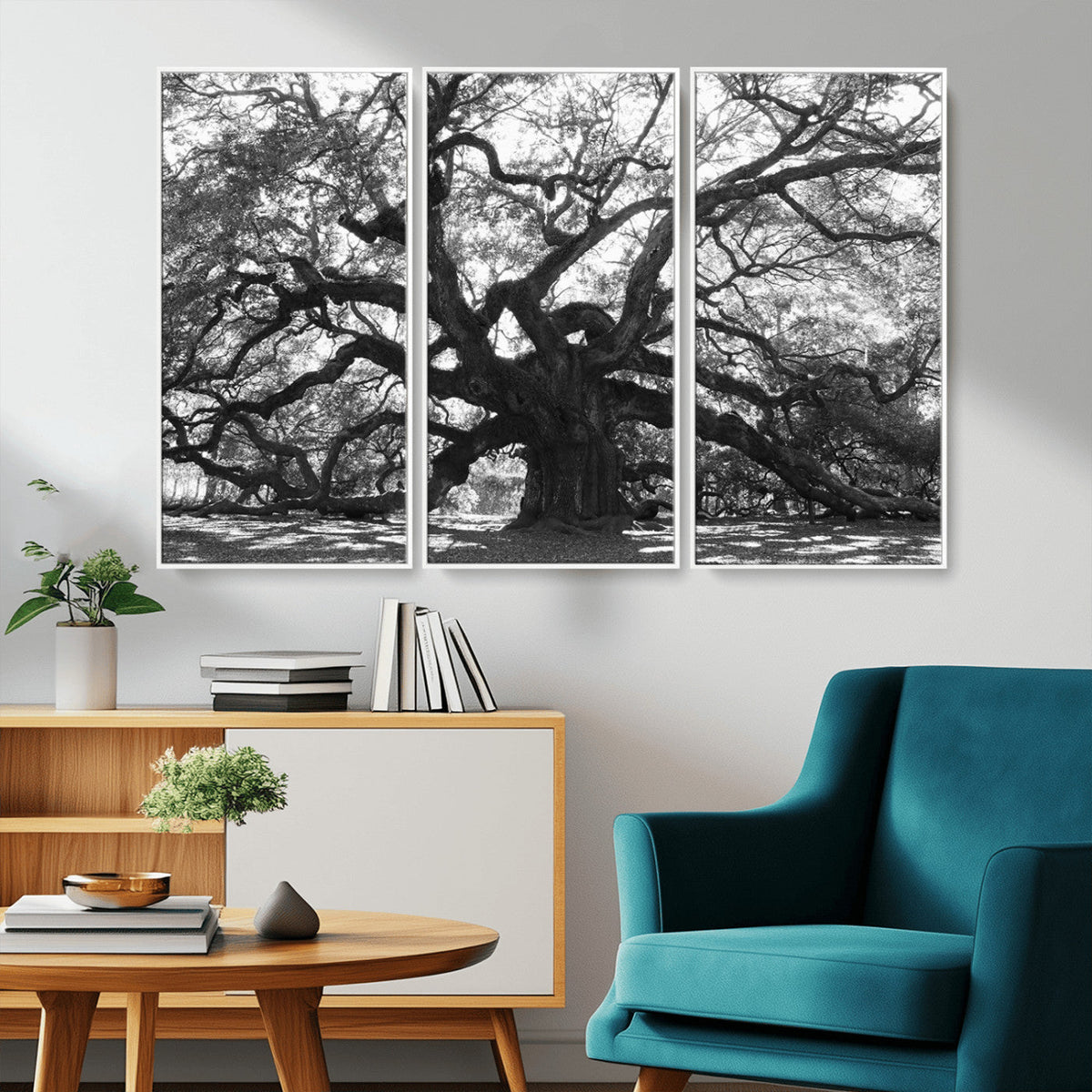 Ancient Oak Wall Art Canvas Print, Majestic Twisted Branches