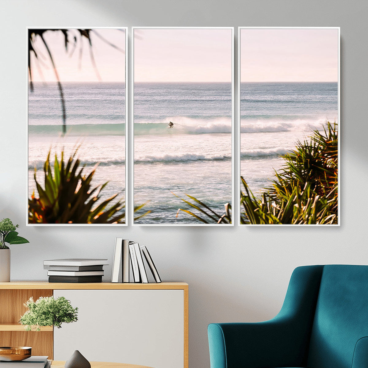 Ocean Surfer Wall Art Canvas Print – Framed Coastal Surf Art