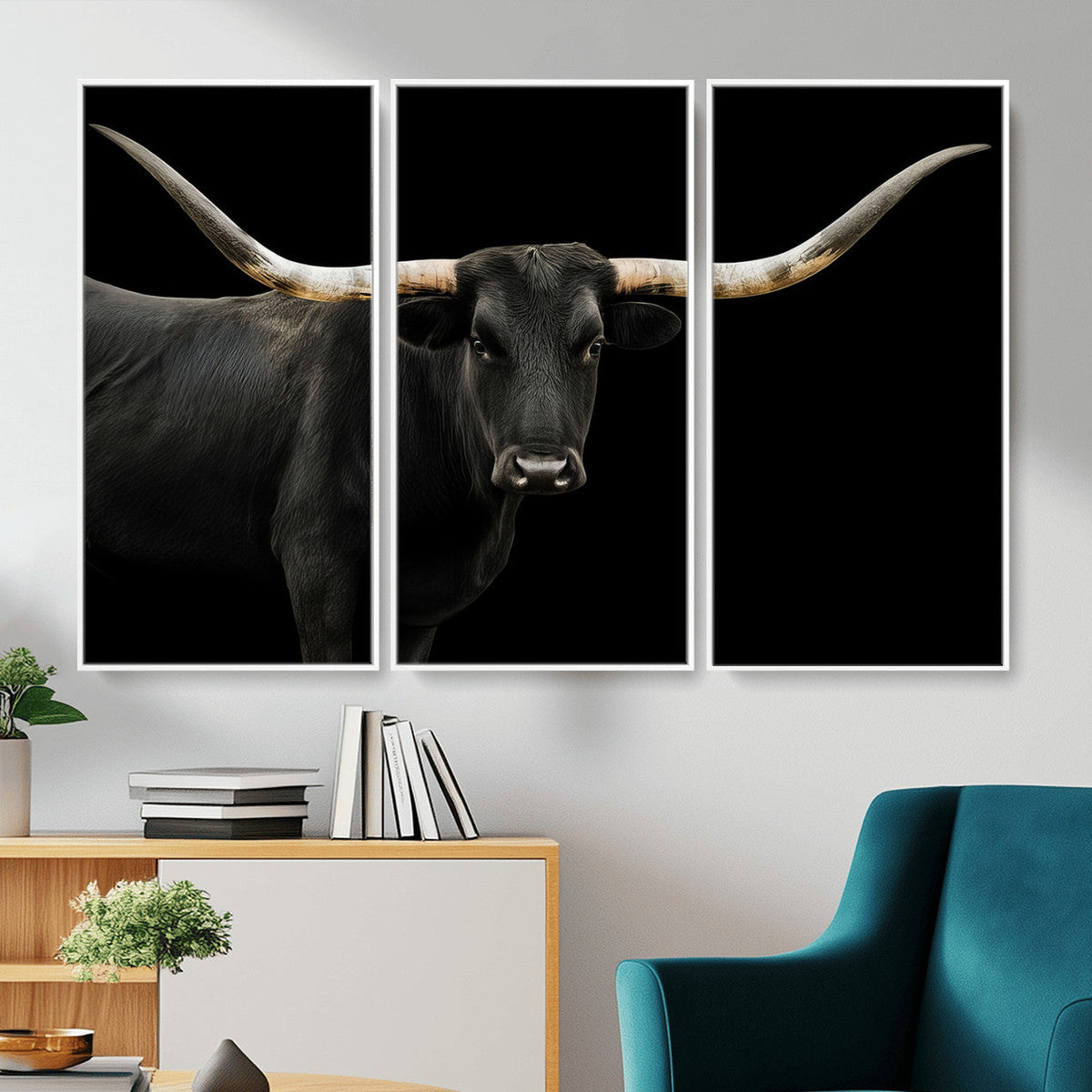 Longhorn Cattle Wall Art Canvas Print – Framed Texas Ranch
