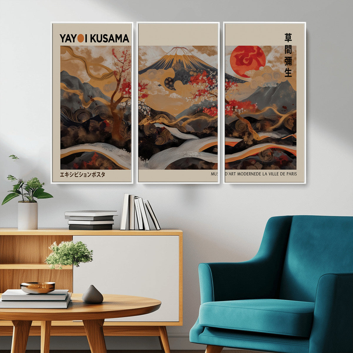 Modern Japanese Wall Art Canvas Print – Framed Abstract