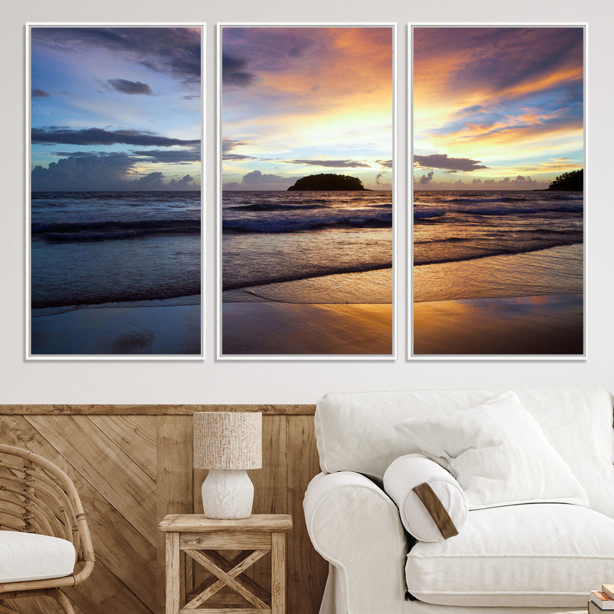 Beach Sunset Wall Art Canvas Print – Tropical Ocean Waves