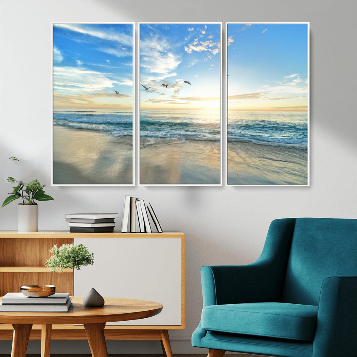 Minimalist Seaside Wall Art Canvas Print – Morning Glow