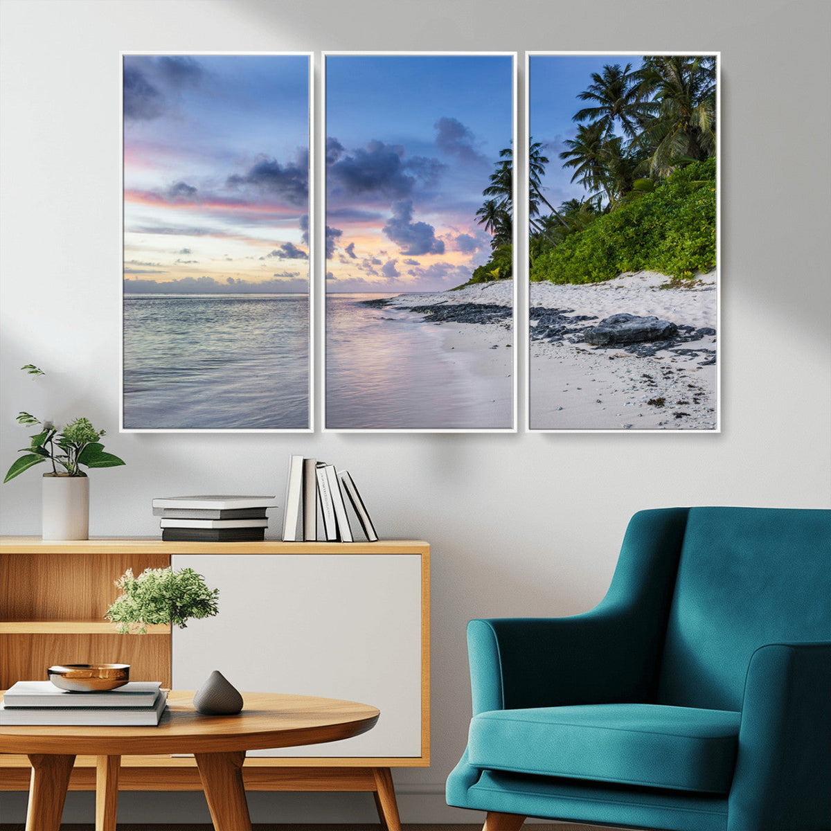 Tropical Beach Wall Art Canvas Print – Framed Sunset Glow