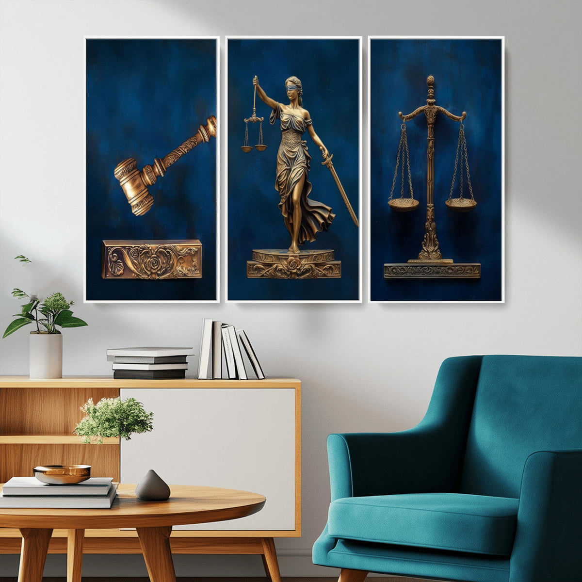Lady Justice Wall Art Canvas Print – Elegant Gold Legal