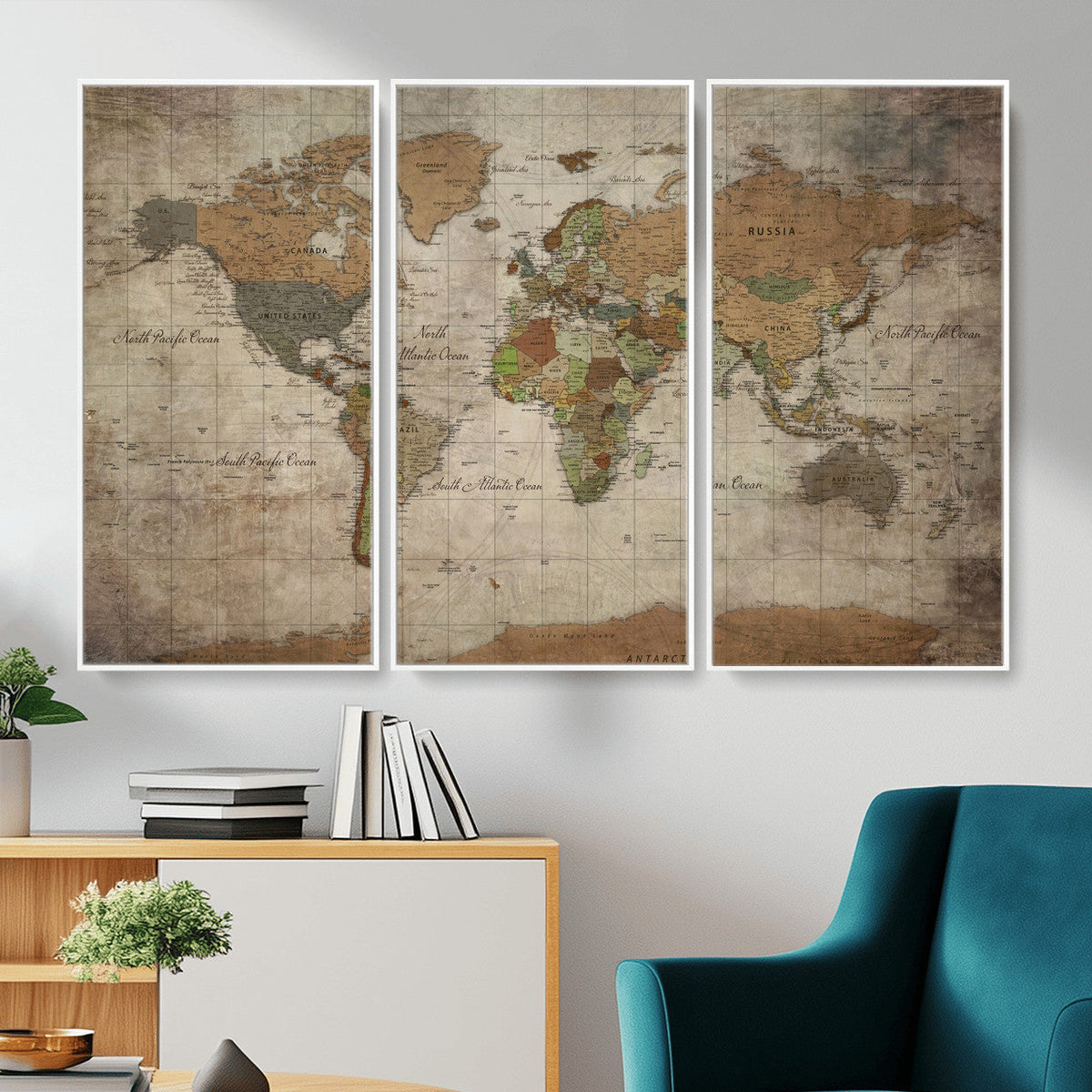 World Map Canvas Print – Framed Travel Map Wall Art for