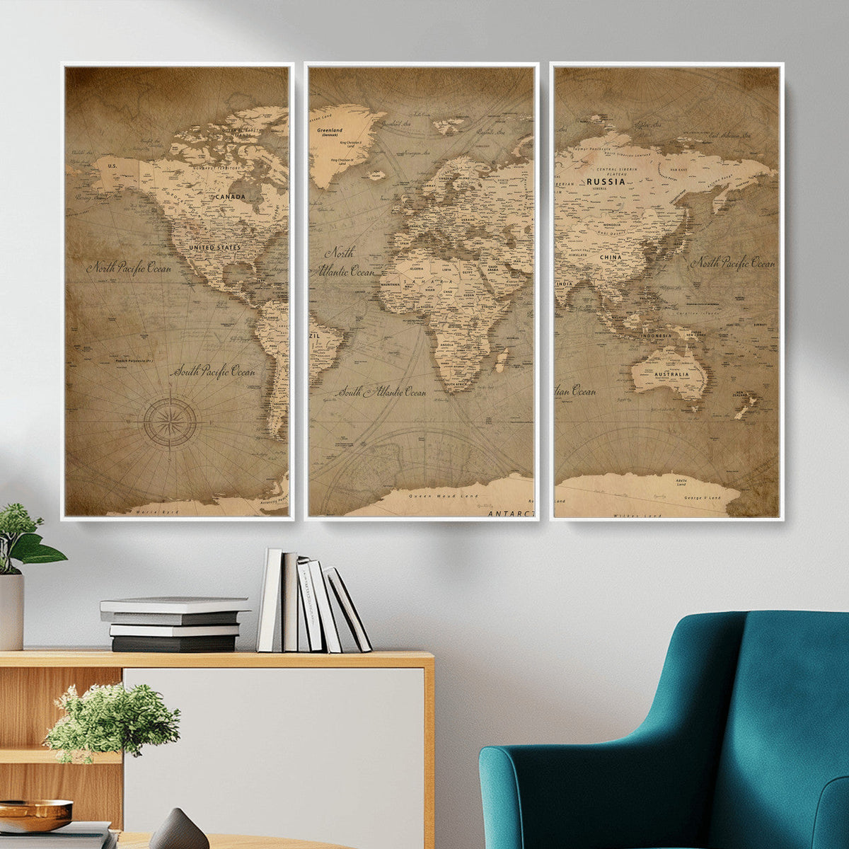 World Map Canvas Print – Framed Travel Map Wall Art for