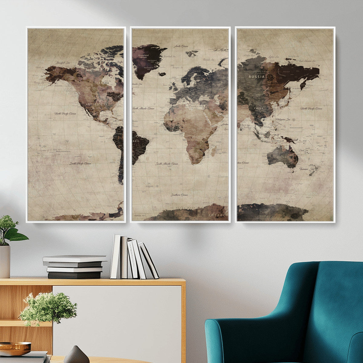 World Map Canvas Print – Detailed Map of the World Adventure