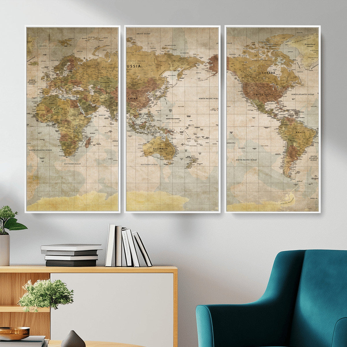 World Map Canvas Print – Detailed Map of the World Wall Art