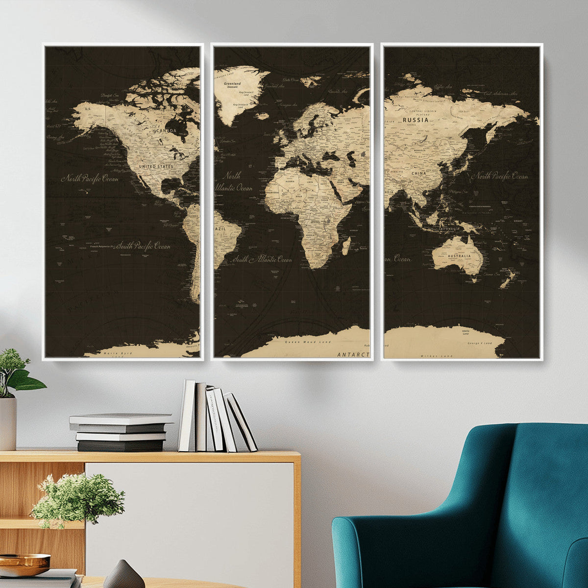 World Map Canvas Print – Framed World Map Wall Art for