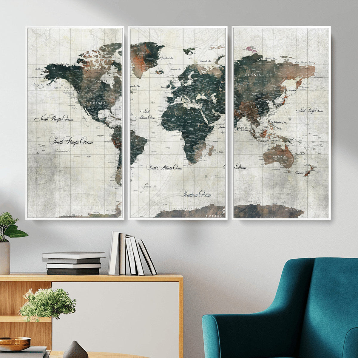 World Map Canvas Print – Framed Travel Map Wall Art for