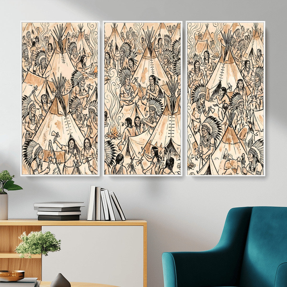 Native American Indian Wall Art Canvas Print - Abstract