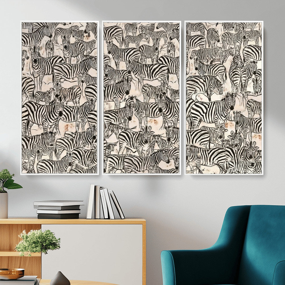 Abstract Zebra Wall Art Canvas Print for Farmhouse Decor