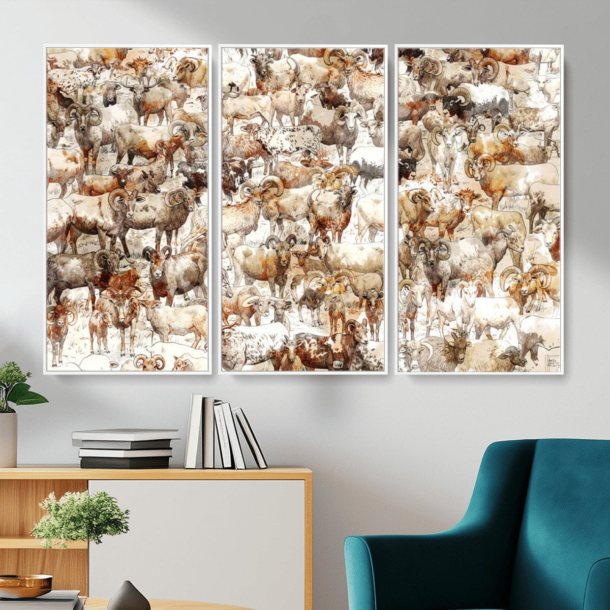 Farmhouse Bighorn Sheep Wall Art Canvas Print - Abstract