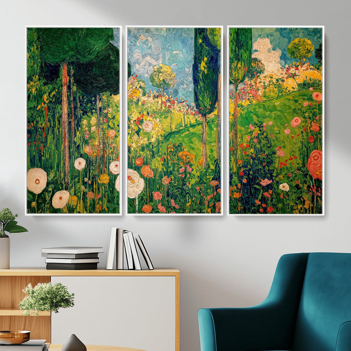 Gustav Klimt Boho Mountain Landscape Large Wall Art,