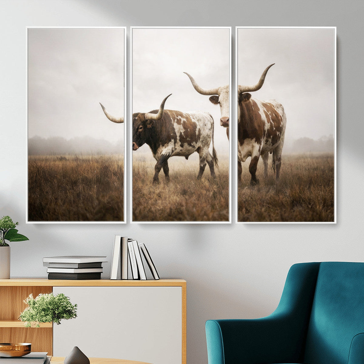 Texas Longhorn Canvas Wall Art Western Bull Desert Moody