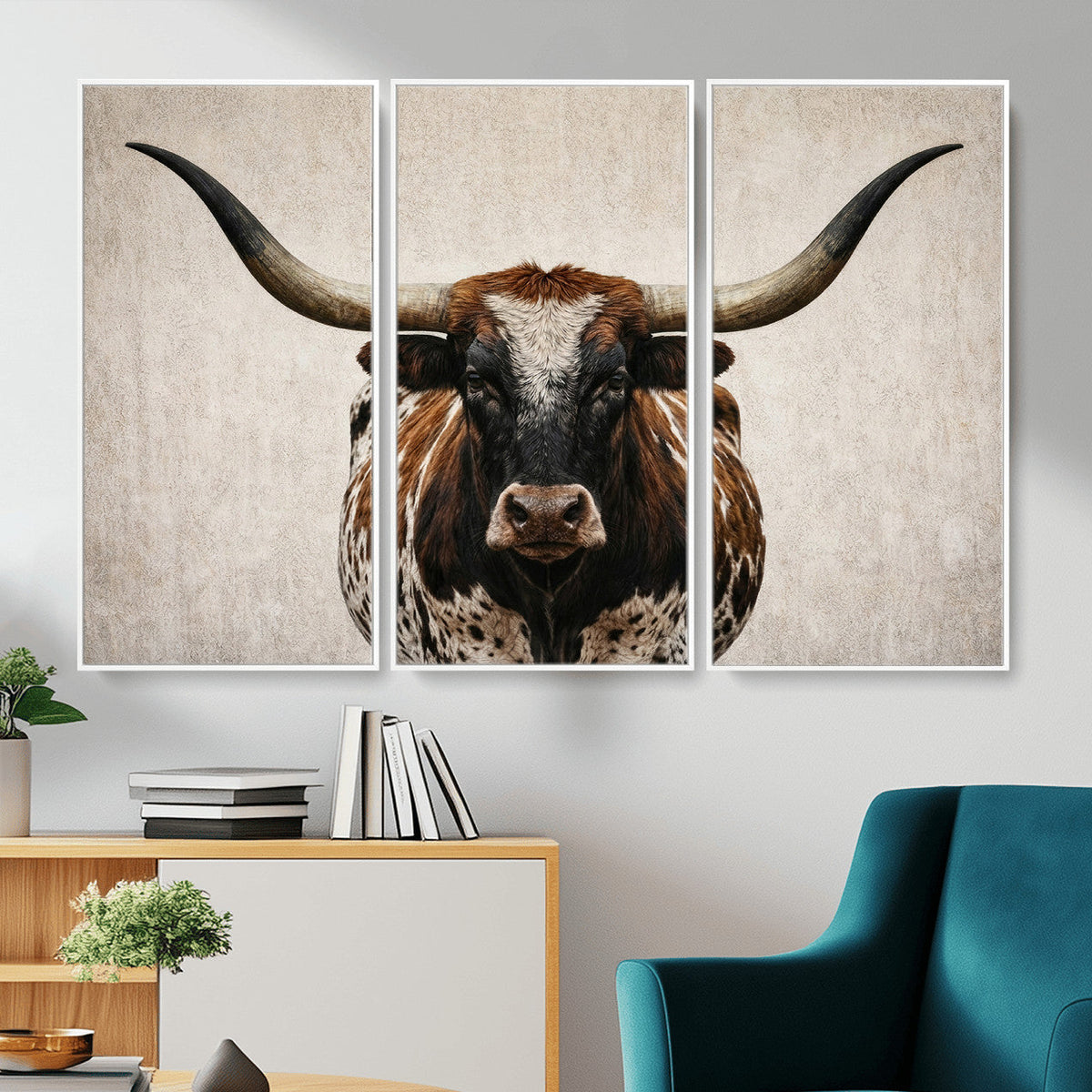 Texas Longhorn Canvas Wall Art Western Bull Desert Moody
