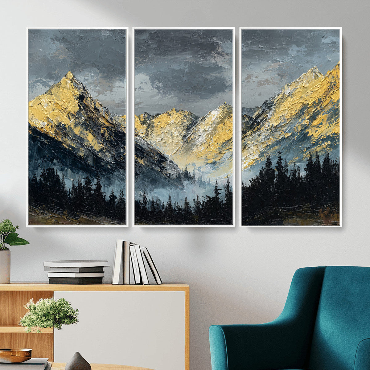 Abstract Mountain Wall Art Canvas Print Modern Landscape Painting Print