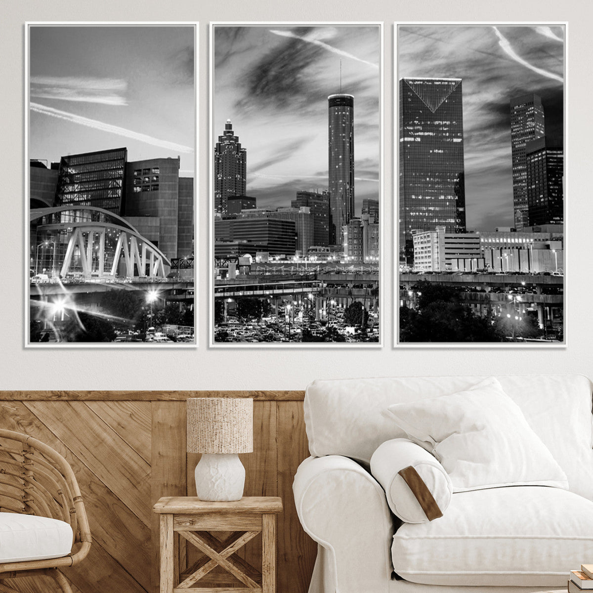 Black and White Atlanta Wall Art Canvas Print