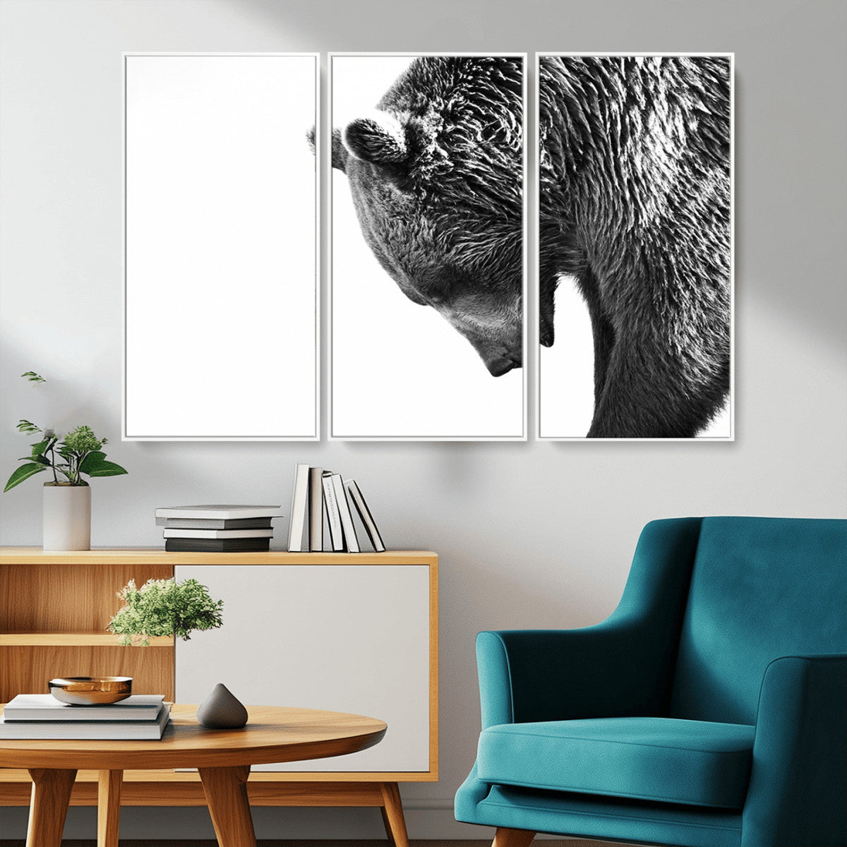 Black and White Grizzly 399 Bear Canvas Print Wall Art |