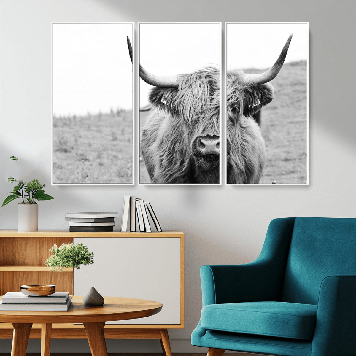 Newfoundland Cow Art Wall Art, Black White Cow Art Wall Art