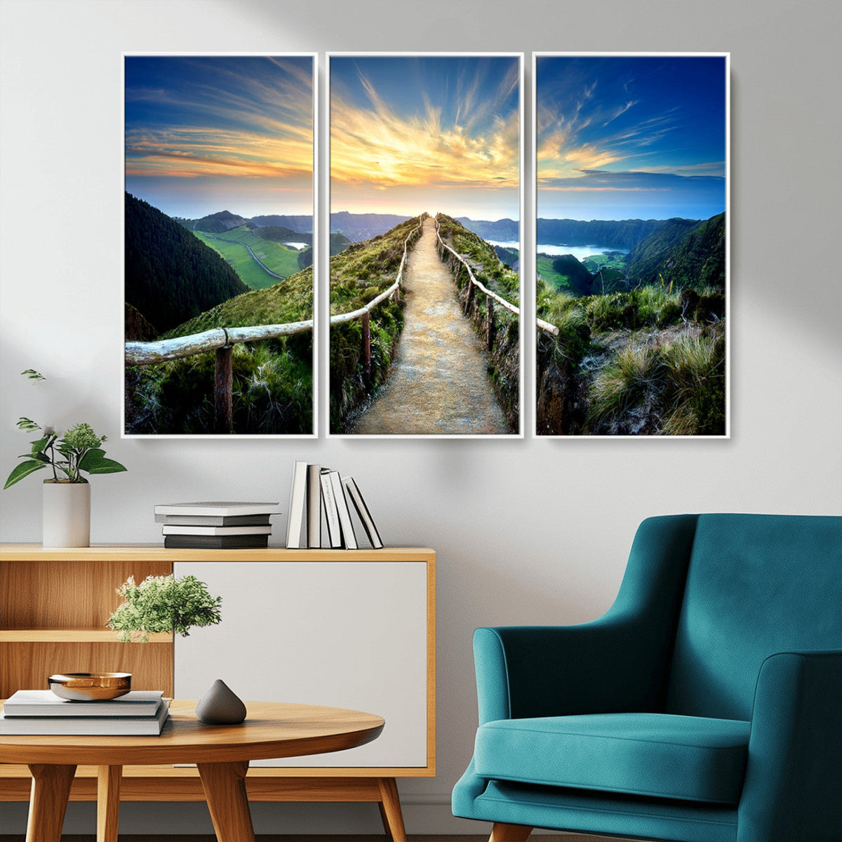 Mountain and Sunset Wall Art Canvas Print