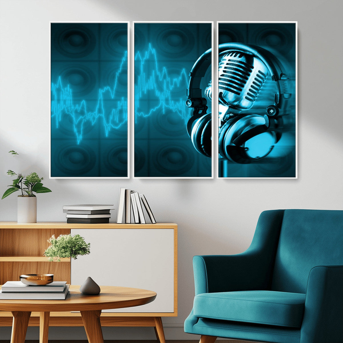 Music and Microphone Wall Art Canvas Print