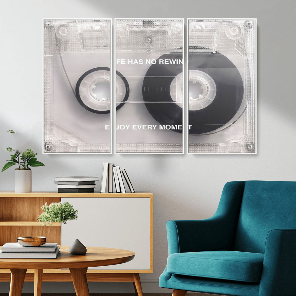 Vintage Cassette Tape Canvas Wall Art - Inspirational 'Life